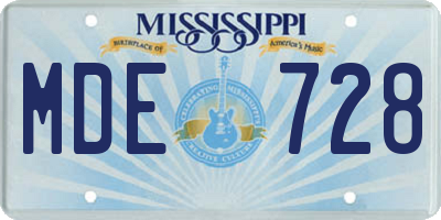 MS license plate MDE728