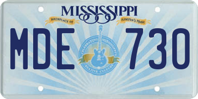 MS license plate MDE730