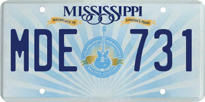 MS license plate MDE731