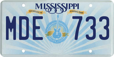 MS license plate MDE733