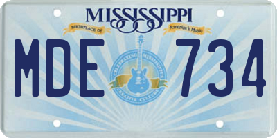 MS license plate MDE734