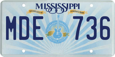 MS license plate MDE736