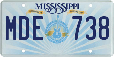 MS license plate MDE738