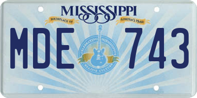MS license plate MDE743