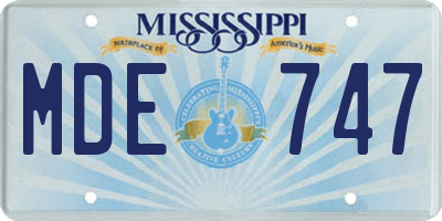 MS license plate MDE747