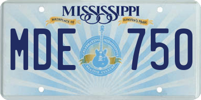 MS license plate MDE750