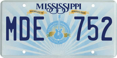 MS license plate MDE752