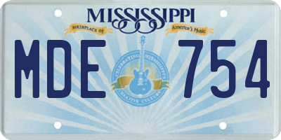 MS license plate MDE754