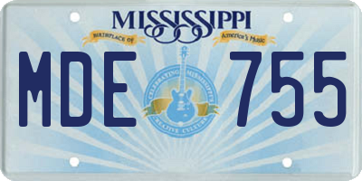 MS license plate MDE755