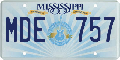 MS license plate MDE757
