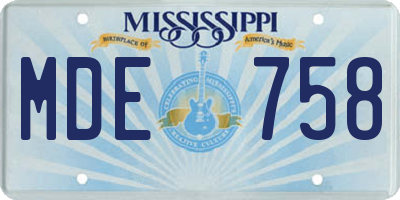 MS license plate MDE758