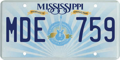 MS license plate MDE759