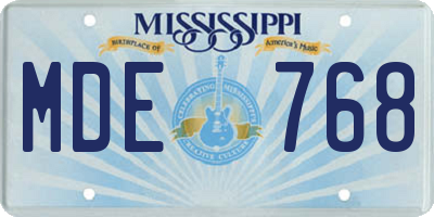 MS license plate MDE768