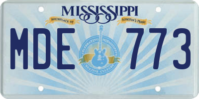 MS license plate MDE773