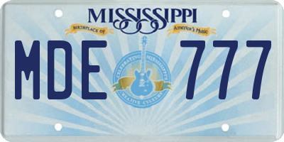 MS license plate MDE777