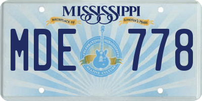 MS license plate MDE778