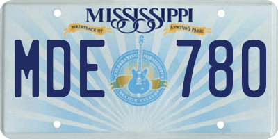 MS license plate MDE780