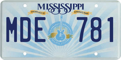 MS license plate MDE781