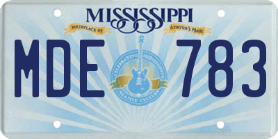 MS license plate MDE783