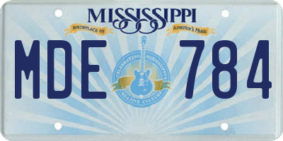 MS license plate MDE784