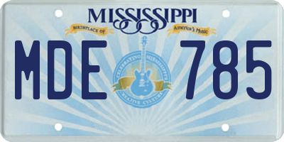MS license plate MDE785