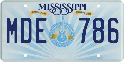 MS license plate MDE786