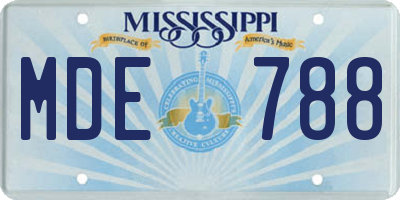MS license plate MDE788