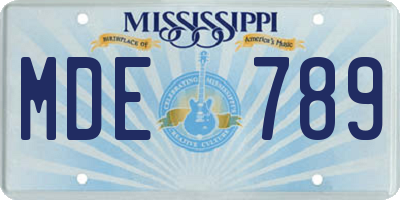 MS license plate MDE789