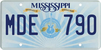 MS license plate MDE790