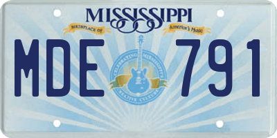 MS license plate MDE791