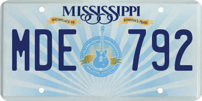 MS license plate MDE792