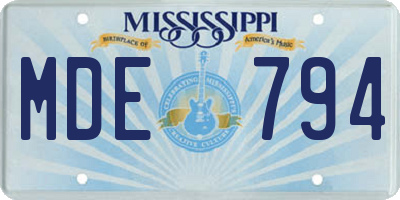 MS license plate MDE794