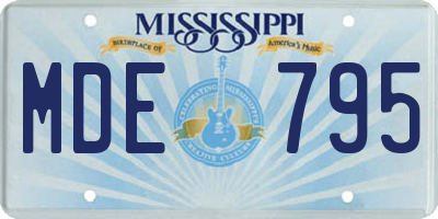 MS license plate MDE795