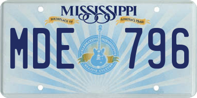 MS license plate MDE796
