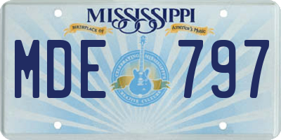 MS license plate MDE797