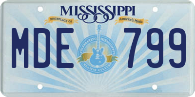 MS license plate MDE799