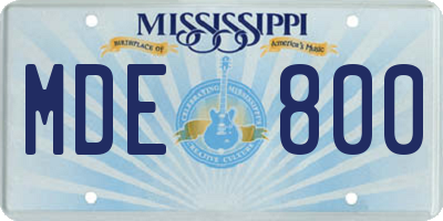 MS license plate MDE800