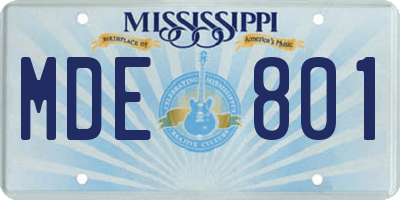 MS license plate MDE801