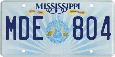 MS license plate MDE804