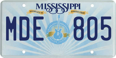 MS license plate MDE805