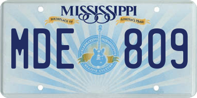 MS license plate MDE809