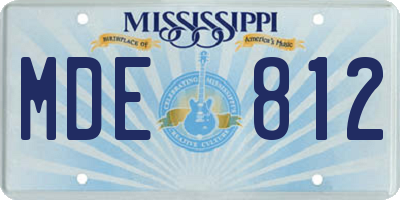 MS license plate MDE812