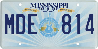 MS license plate MDE814