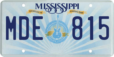 MS license plate MDE815