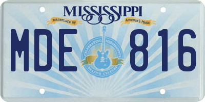 MS license plate MDE816