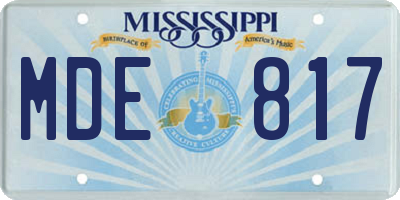 MS license plate MDE817