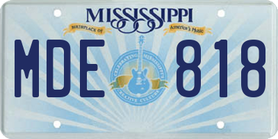 MS license plate MDE818