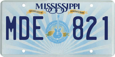 MS license plate MDE821