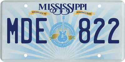 MS license plate MDE822