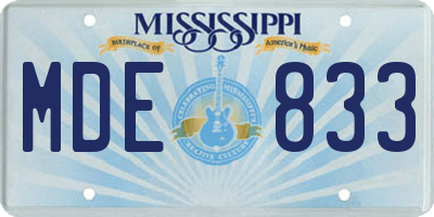 MS license plate MDE833